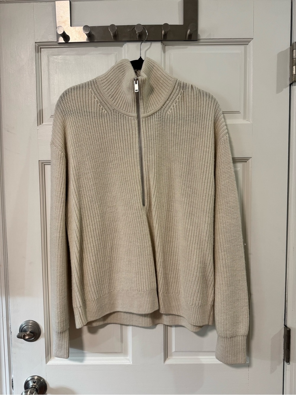 NWT Quince 100% Merino Wool Half Zip-Front Cream Sweater - Women